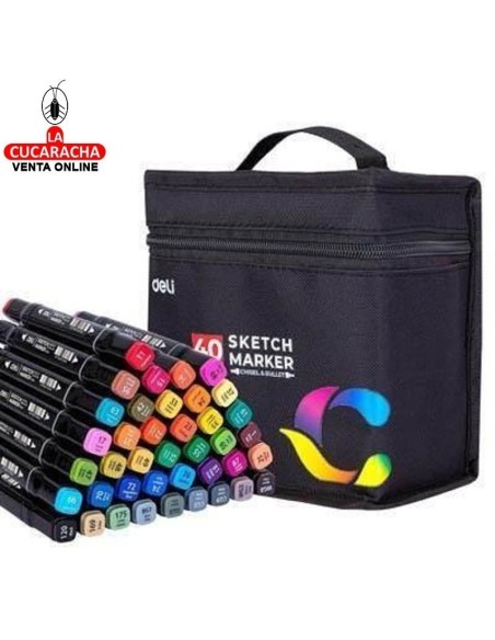 DELI-Rotulador Emotion doble Color punta redonda-biselada Caja 40 E70806-40.