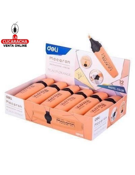 DELI-Rotulador Macaron Fluorescente Naranja pastel Caja 12 EU356-OR.
