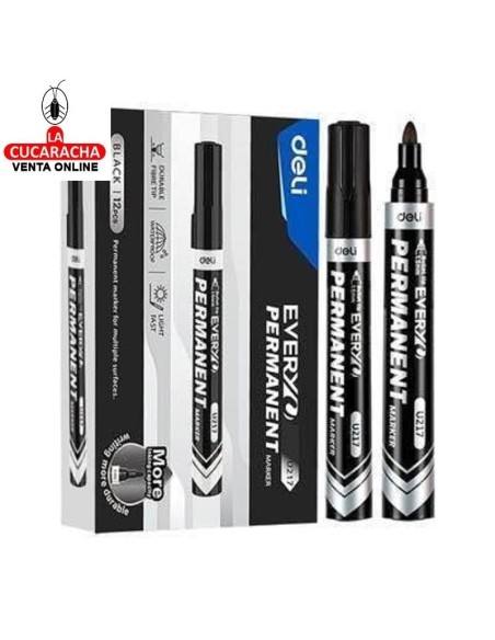 DELI-Rotulador Every Permanente Negro Caja 12 EU217-BK.