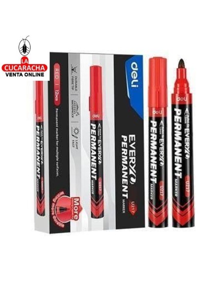 DELI-Rotulador Every Permanente Rojo Caja 12 EU217-RD.