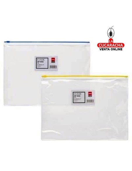 DELI-Carpeta cremallera Clasic A4 colores surtidos 180 micras PVC E5526.