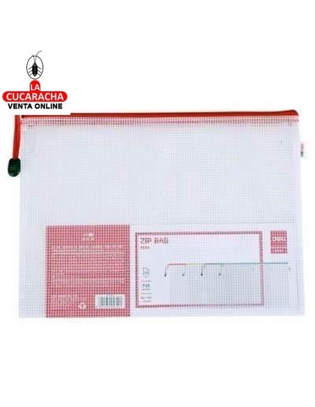DELI-Carpeta cremallera A4 rojo 180 micras PVC E5654.