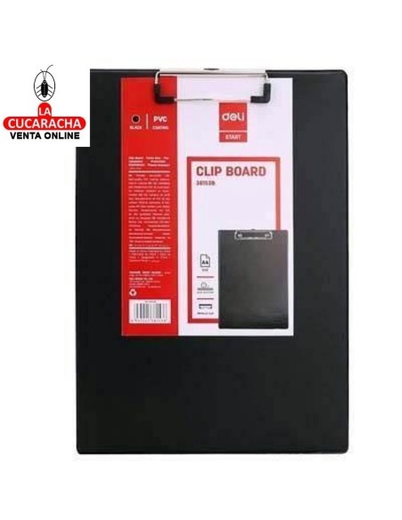 DELI-Carpeta de Pinza A4 Plastico Negro sin tapa E38153B.