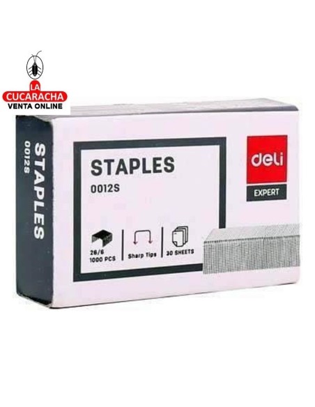 DELI-Grapas 26-6 galvanizadas Caja 1000-E0012S.