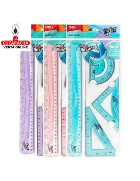 DELI-Juego escolar Twist Me regla 30 flexible colores surtidos EH23.
