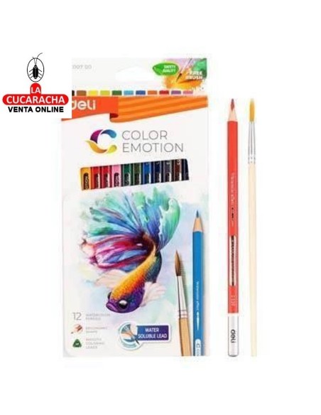 DELI-Lapices acuarelables Color Emotion caja 12 colores surtidos EC00700.