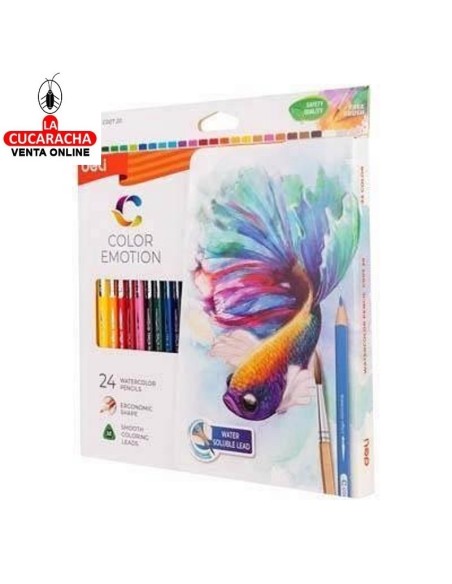 DELI-Lapices acuarelables Color Emotion caja 24 colores surtidos EC00720.
