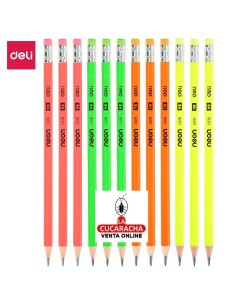 DELI-Lapices Neon con goma... 2