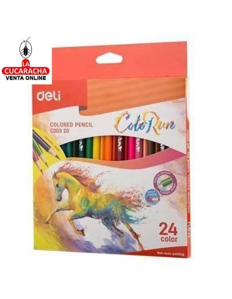 DELI-Lapices ColoRun triangular caja 24 colores surtidos EC00320.