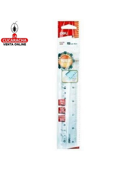 DELI-Regla Plastico Escolar 15CM. EG00112.