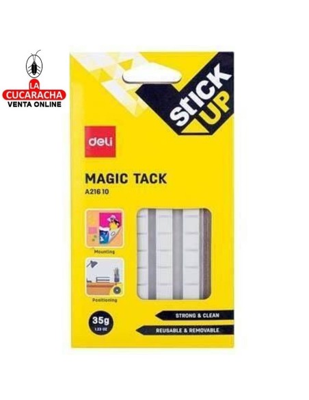 DELI-Pegamento Masilla Stick up Pincha 35G. 60 pastillas Blanca EA21610.