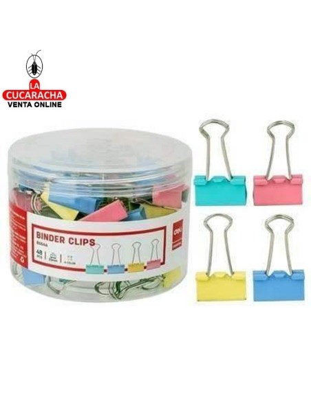 DELI-Pinza Abatible 25MM. Colores pastel-Bote 48-E8554A.
