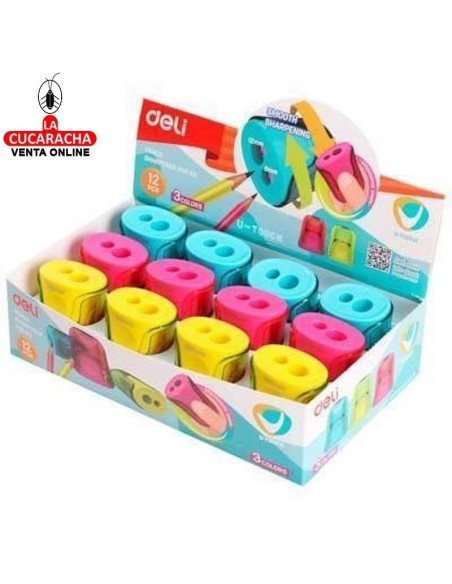 DELI-Afilador sacapuntas U-Touch 2 usos con deposito ER01100.