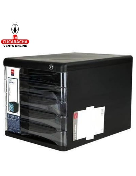 DELI-Modulo Oficina 5 cajones con llave Negro E9795.