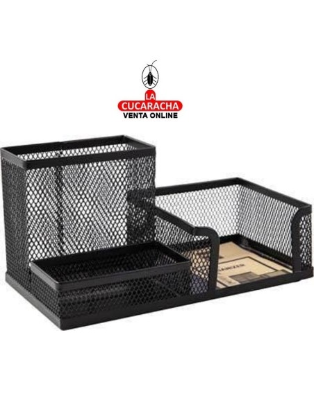 DELI-Organizador sobremesa rejilla metalico negro E9175.