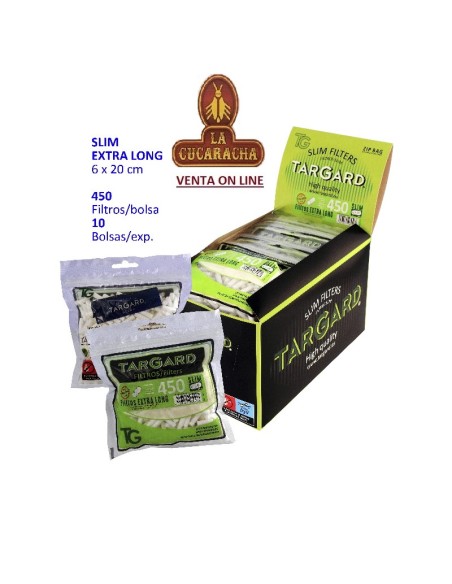 Bolsa 450 filtros «TARGARD EXTRA LONG 6 x 20 mm». Caja 10 bolsas.