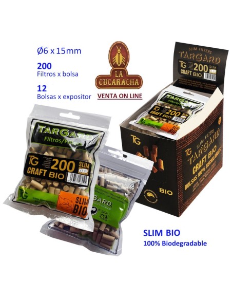 Bolsa 200 filtros «TARGARD Slim BIO CRAFT 6 mm.» Caja 12 bolsas.