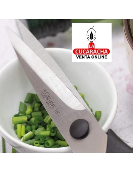 3 CLAVELES-TIJERA COCINA 8" MANGO ERGONOMICO.