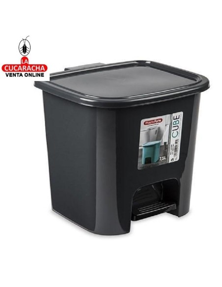 PLASTICFORTE-PAPELERA COCINA CON TAPA Y PEDAL CUBE 7'5LTS.