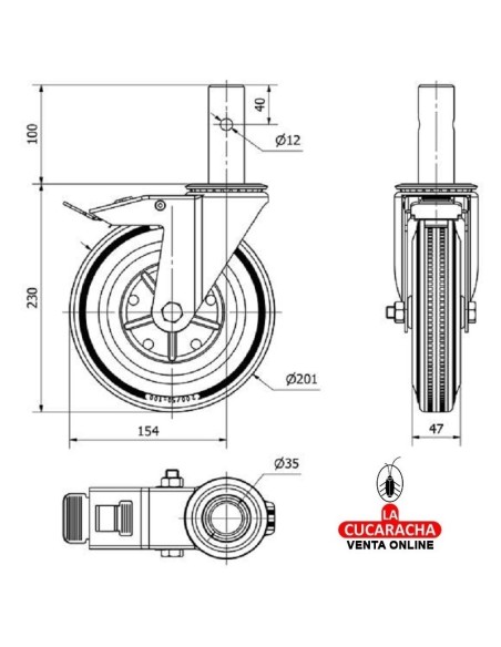 ALEX-RUEDA ANDAMIO DE CONSTRUCCION CON FRENO.