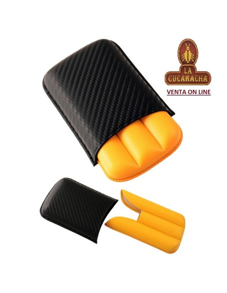 Purera-piel «R-3 D.C.» Color carbono-amarillo. Para 3 puros.