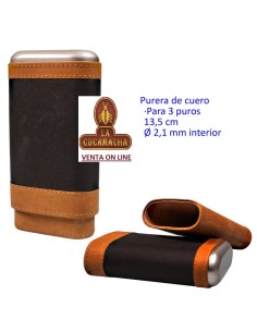 Purera-cuero marrón para 3...