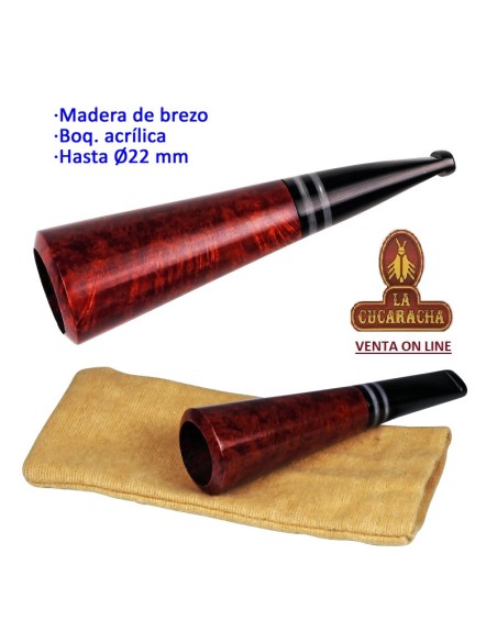 Boquilla puros 22mm. madera brezo «TROMBA».
