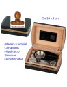 Humidor puros polipiel negro-marrón 25 x 18 x 8 cm.