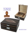 Humidor puros «hoja» con higrómetro y humidificador 26 x 22 x 11 cm.