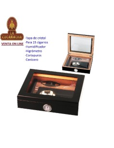humidor 15 puros negro tapa...