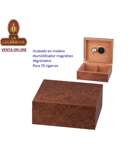 Humidor puros acabado madera para 25 cigarros.