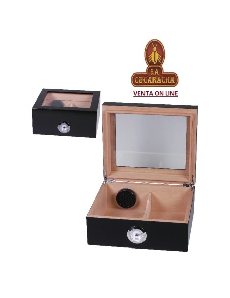 Humidor puros madera 20-25 cigarros con ventana.