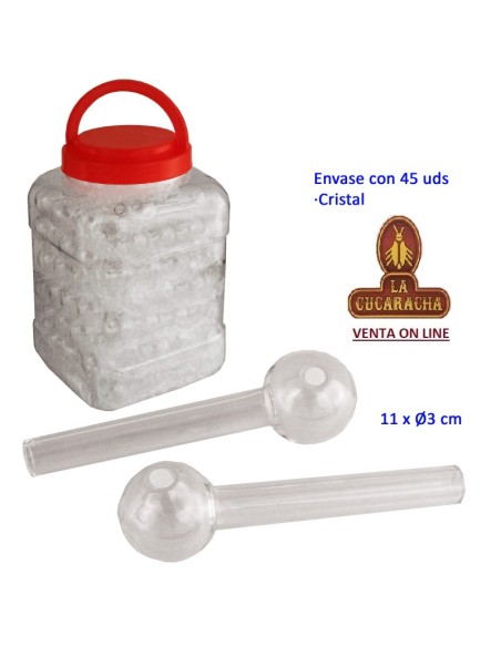 Bote 45 pipas hierba cristal 11 x 3 cm.