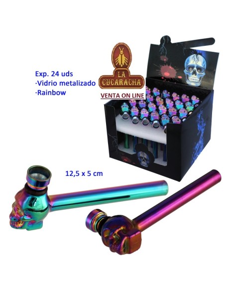 Expositor 24 pipas hierba vidrio metalizado 12,5x5cm.