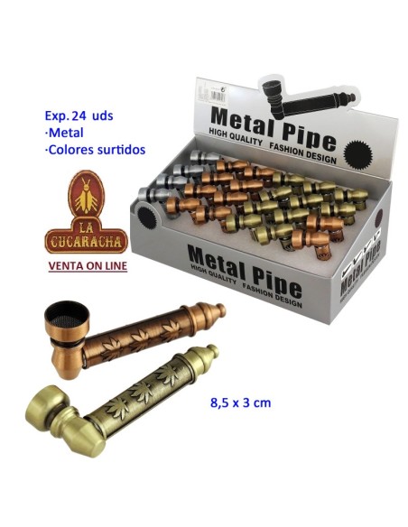 Expositor 24 pipas hierba metal colores surtidos 8,5x3cm.
