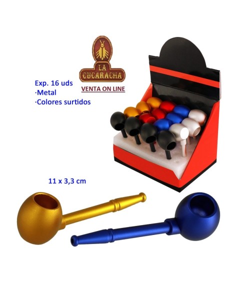 Expositor 16 pipas hierba metal colores surtidos 11x3,30cm.