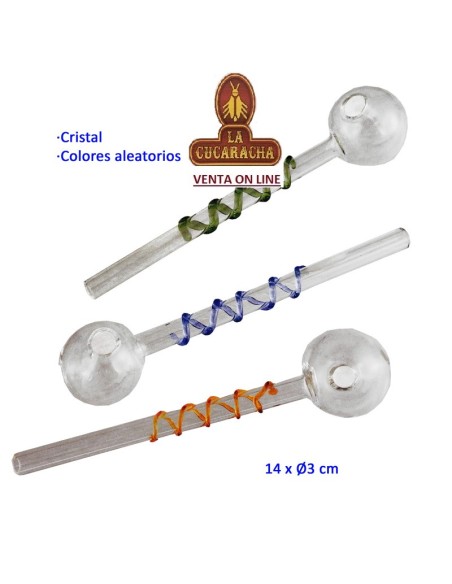 pipa hierba cristal colores 14 x 3 cm.