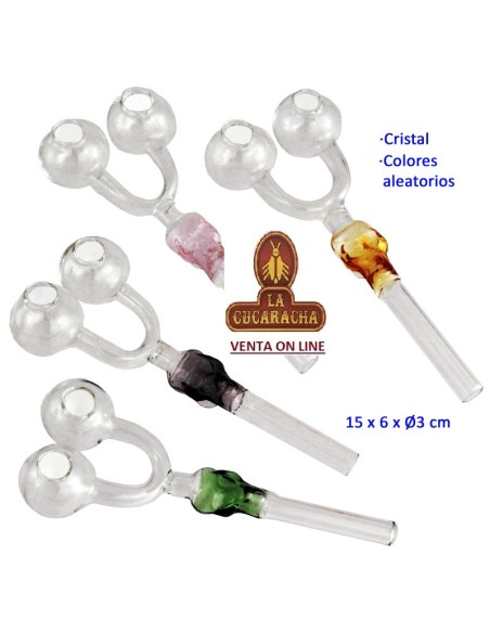 Pipa hierba cristal colores 15x6x3 cm.