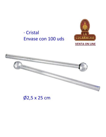 Caja 100 Pipas cristal 25x2,5cm.