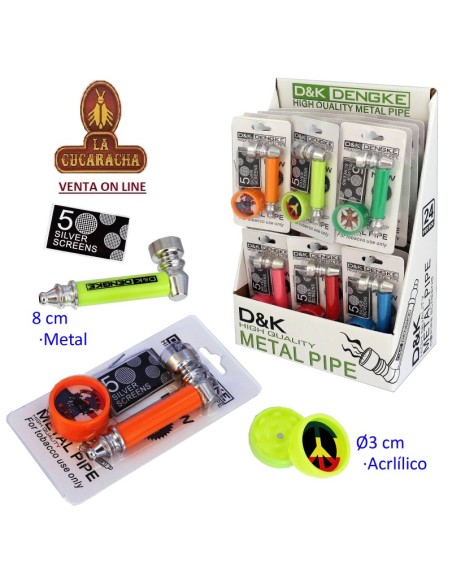Expositor 24 pipas metal y grinder con rejillas 8cm.