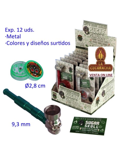 Expositor 12 sets pipas metal y grinder.