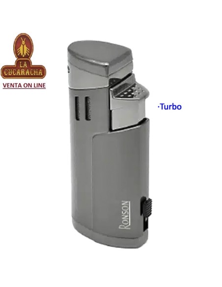 Encendedor turbo triple llama «Ronson» Cyclon plata con cortapuros.