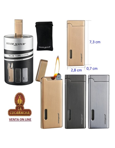 Encendedor «Silver Match» jet flame La Valette 3 colores surtidos.
