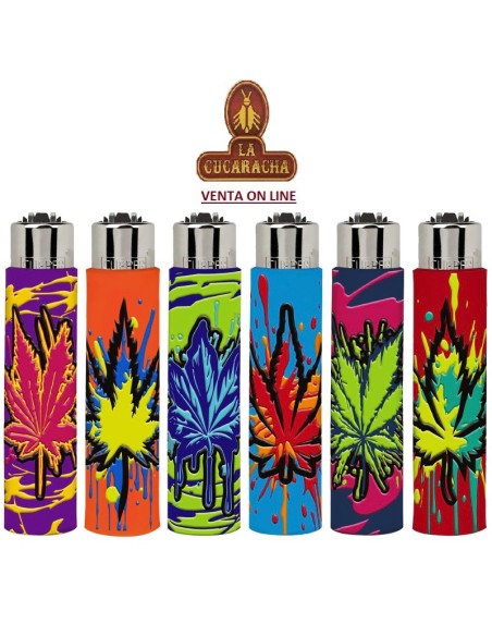 CLIPPER FUNDA SILICONA-EXPOSITOR 30 encendedores «SPLASH WEED».