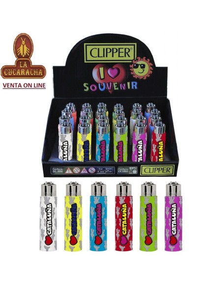 EXPOSITOR 24 encendedores CLIPPER FUNDA SILICONA «CATALUÑA».