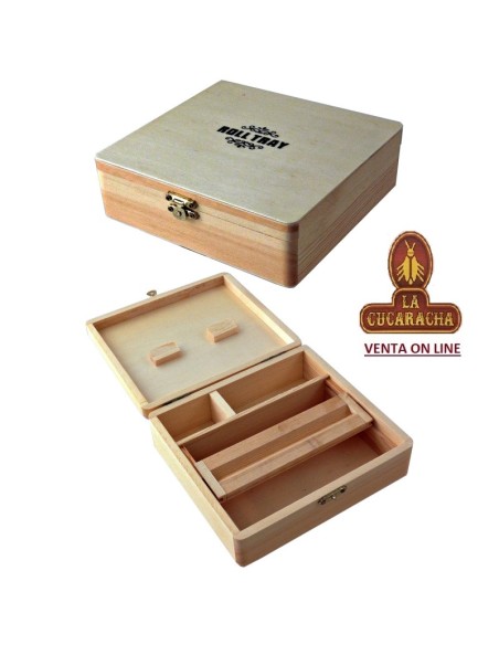 Caja para tabaco de liar grande en madera natural.