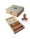 Caja para tabaco de liar grande en madera natural.