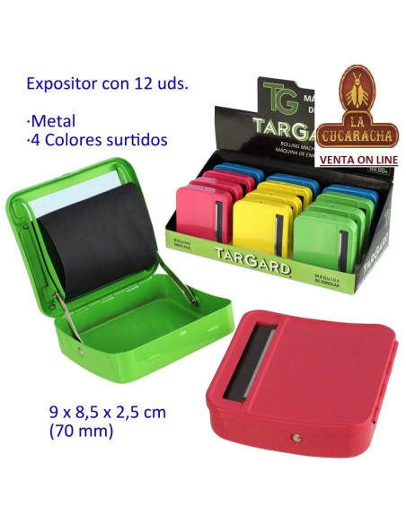 Caja 12 Máquina Automática TARGARD liar pitillos 70mm. metálica colores.