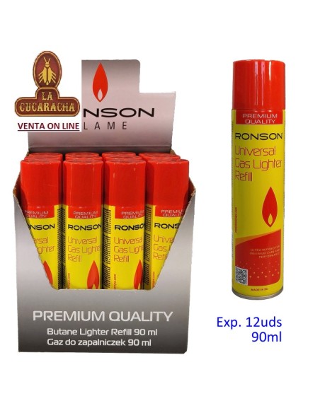 Expositor 12 envases Gas «Ronson» 90 ml.