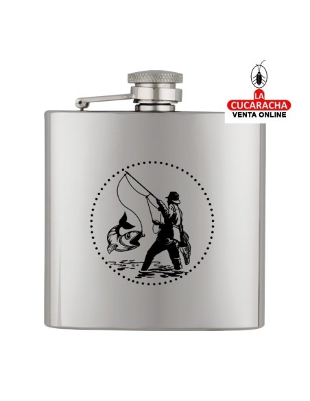 Petaca Licorera 6 oz. metálica Albainox pescador.